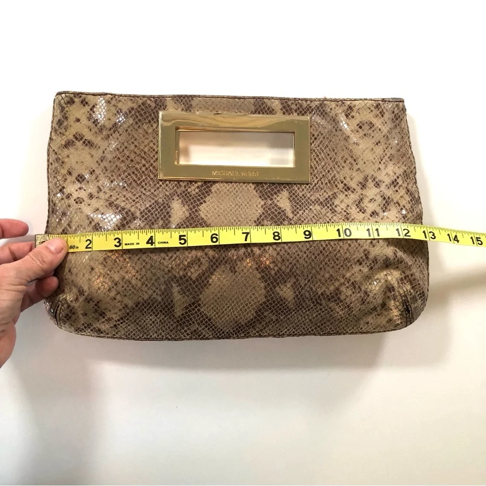 Michael Kors Python Snakeskin Embossed Genuine Leather Berkeley Clutch Bag Purse